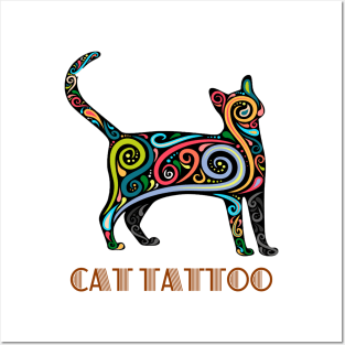 cat tattoo Posters and Art